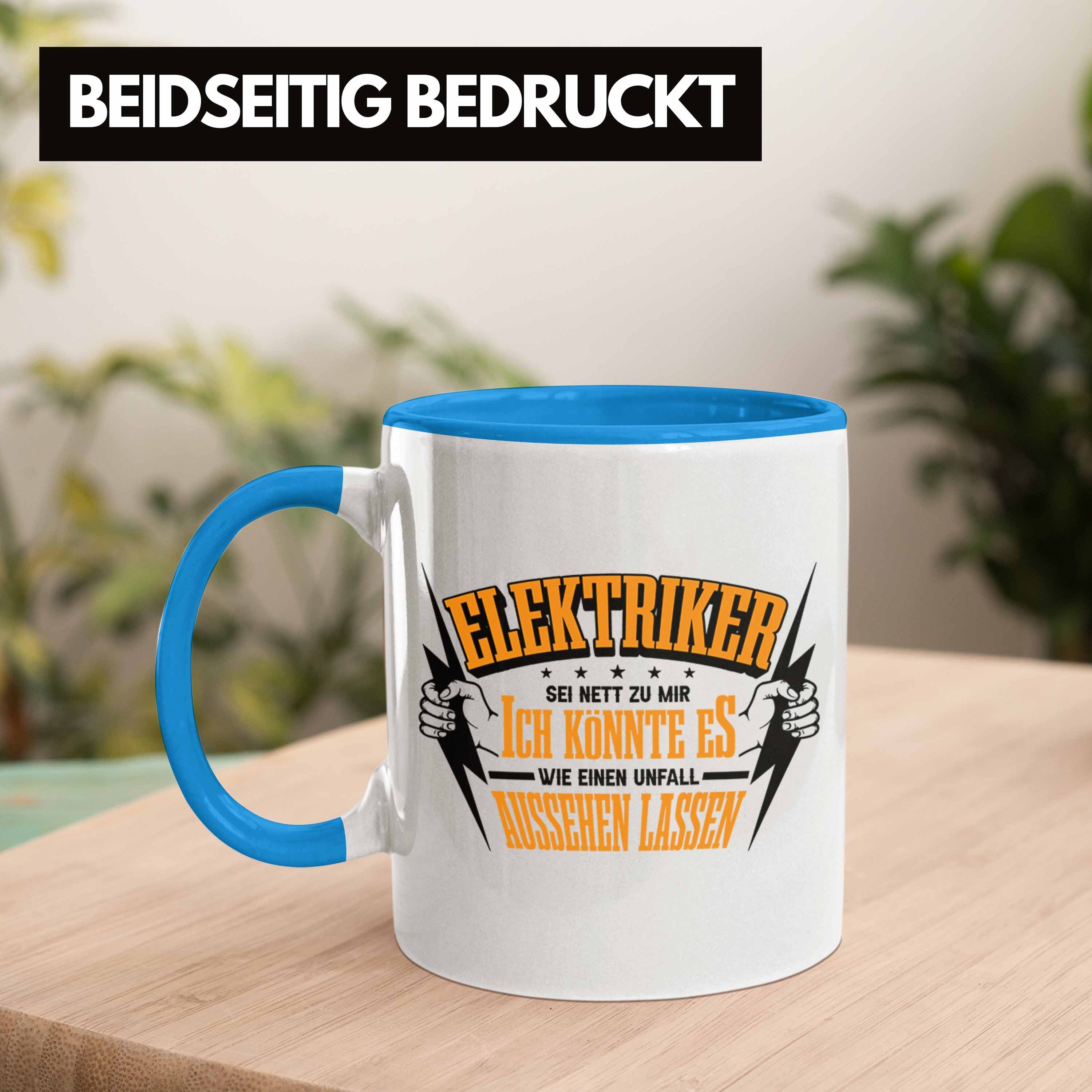 Trendation - Trendation Lustige Geschenk Blau Tasse Tasse Elektriker