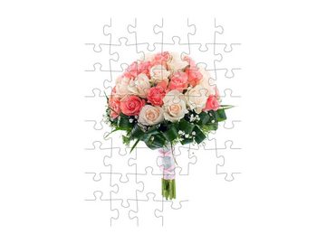 puzzleYOU Puzzle Hochzeits-Brautstrauß aus Rosen, 48 Puzzleteile, puzzleYOU-Kollektionen Blumensträuße, Blumen & Pflanzen
