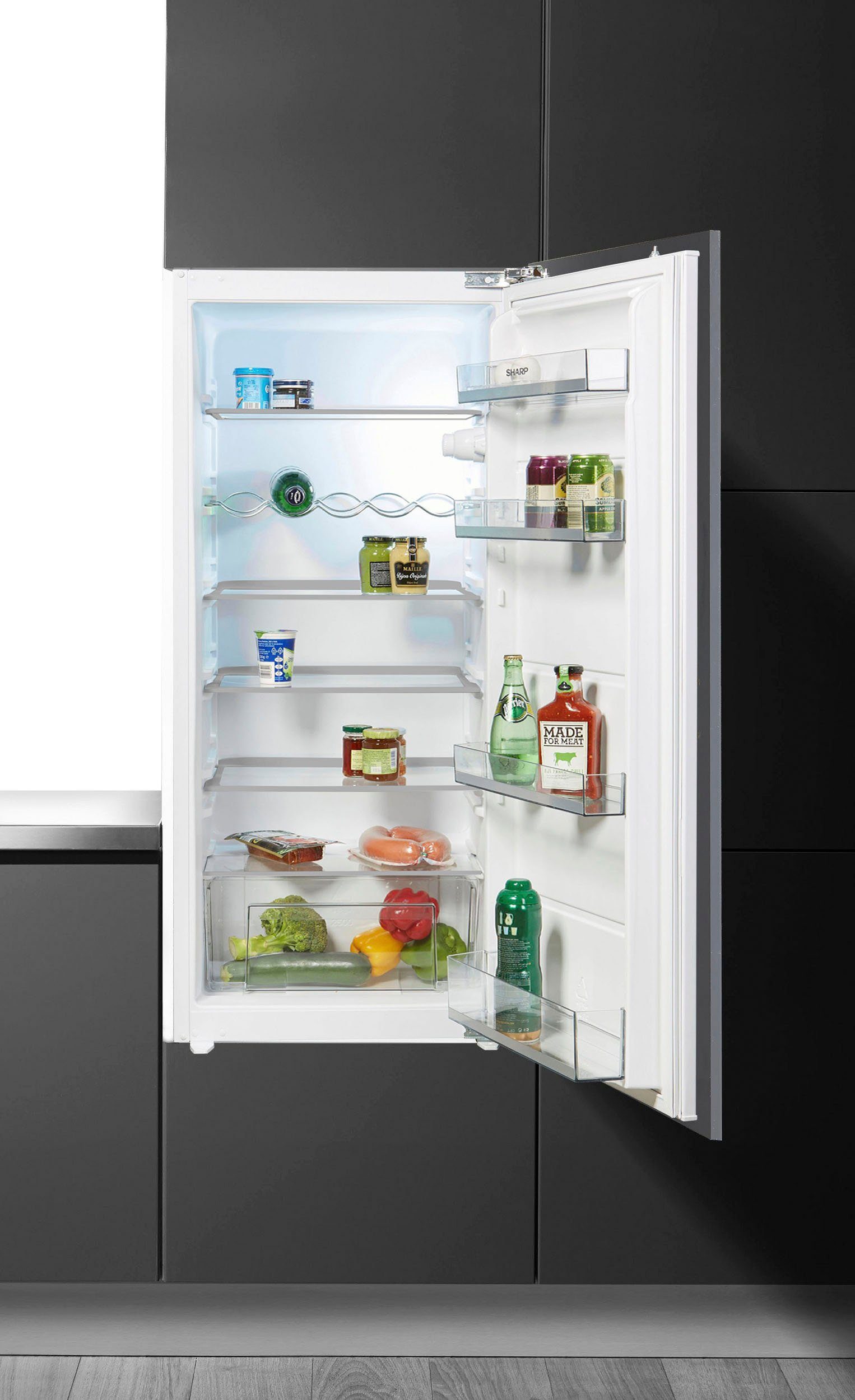 Sharp Einbaukühlschrank SJ-LE204M0X-EU, 122,5 cm hoch, 54 cm breit,  Nutzinhalt gesamt (netto): 200 l | Kühlschränke