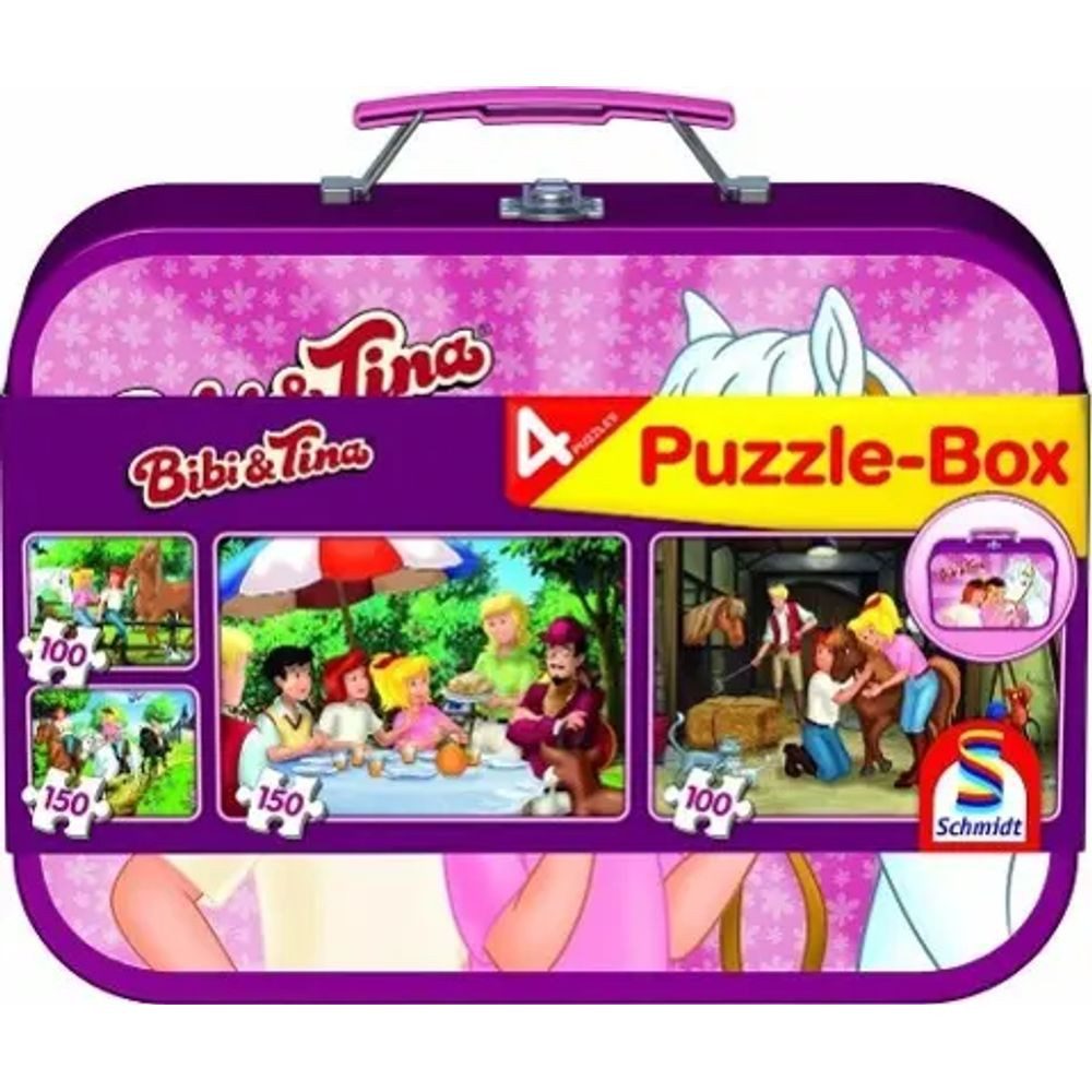 Schmidt Spiele Puzzle Bibi & Tina, 2 x 100, 2 x 150 Puzzle Teile im Metallkoffer, 150 Puzzleteile