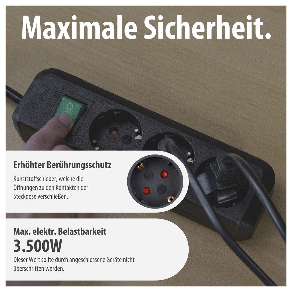 Brennenstuhl Brennenstuhl 1152300400 Steckdosenleiste Schwarz Schutzkontakt 1 St. Steckdosenleiste (Kabellänge 3.00 m) – Bild 4 von 5