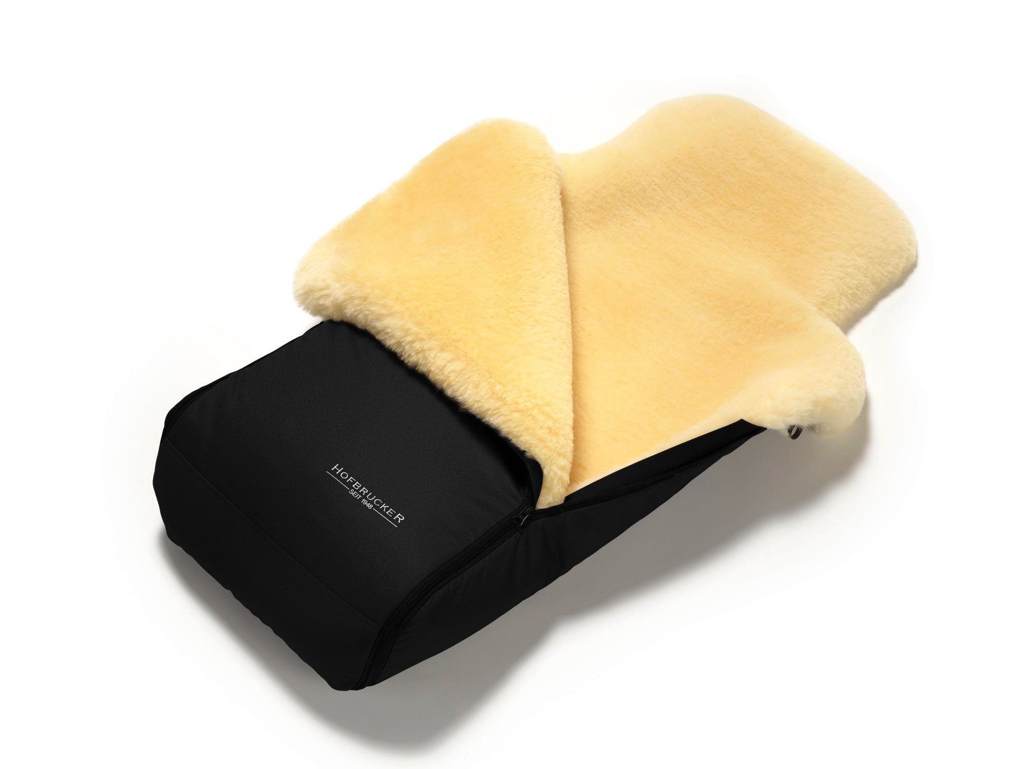 Hofbrucker seit 1948 Fußsack Lammfell-Fußsack Luxus für Kinderwagen und Buggy, warmer Winterfußsack mit echtem Lammfell wind- und wasserabweisend