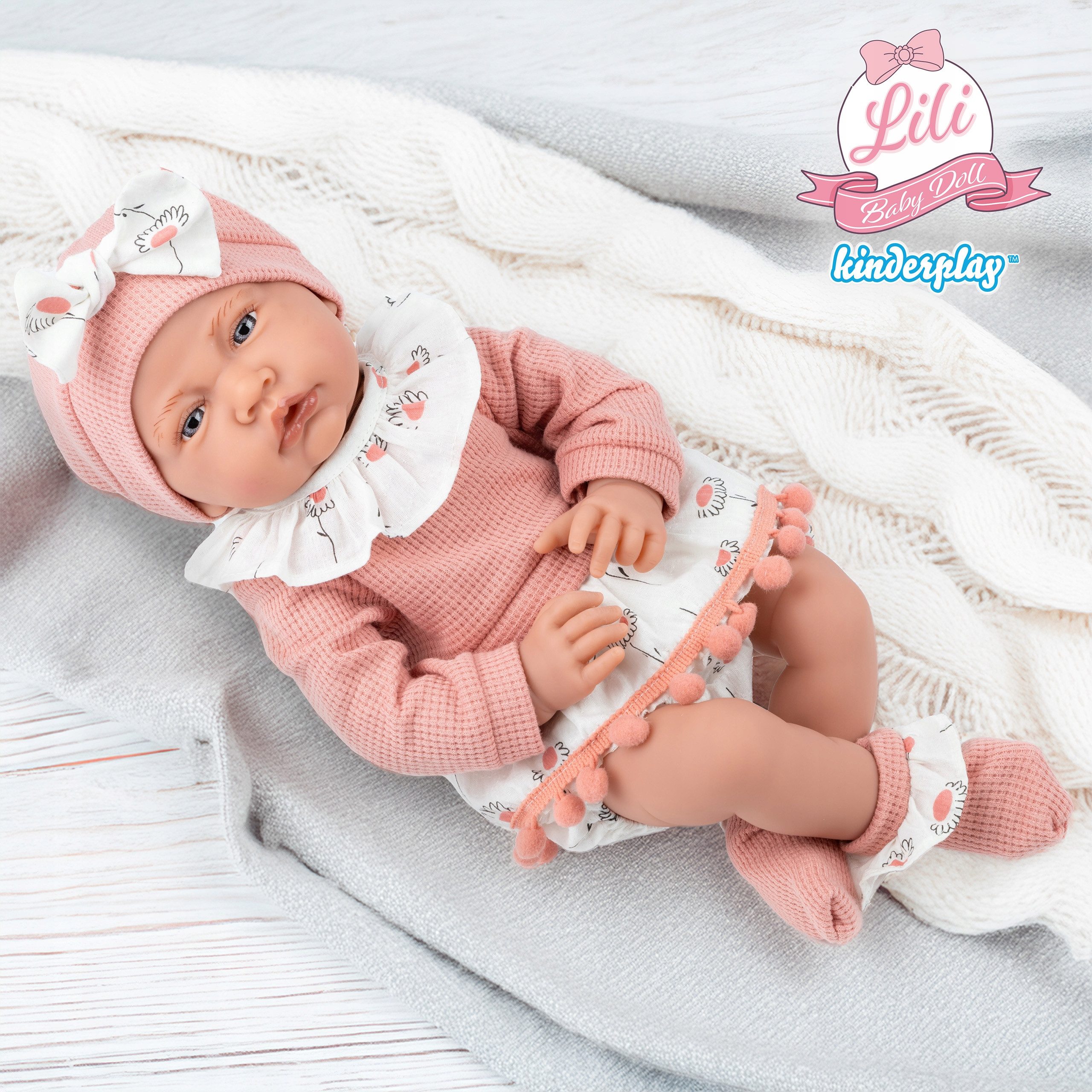 Kinderplay Dolls & Strollers Baby Doll Interactive Baby Doll 41 cm – Talks & With Pacifier – Realistic (Set)