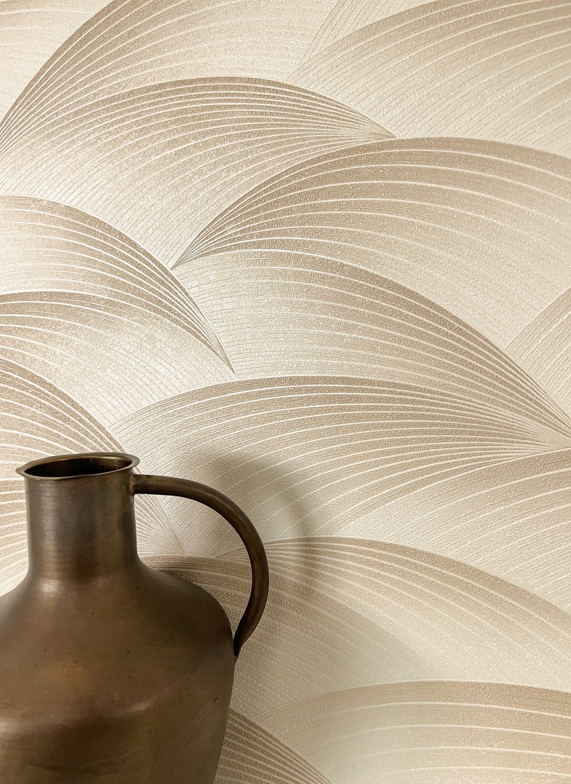 Newroom Vliestapete, Beige Tapete Modern Wellen günstig online kaufen