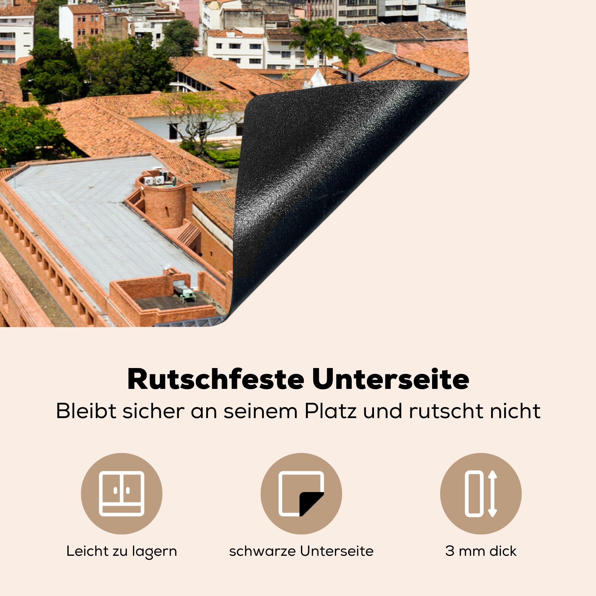 MuchoWow Herdblende-/Abdeckplatte Stadt in Vinyl, küche, für Kolumbien, tlg), Ceranfeldabdeckung cm, vor (1 einem 81x52 Berg die Induktionskochfeld Schutz