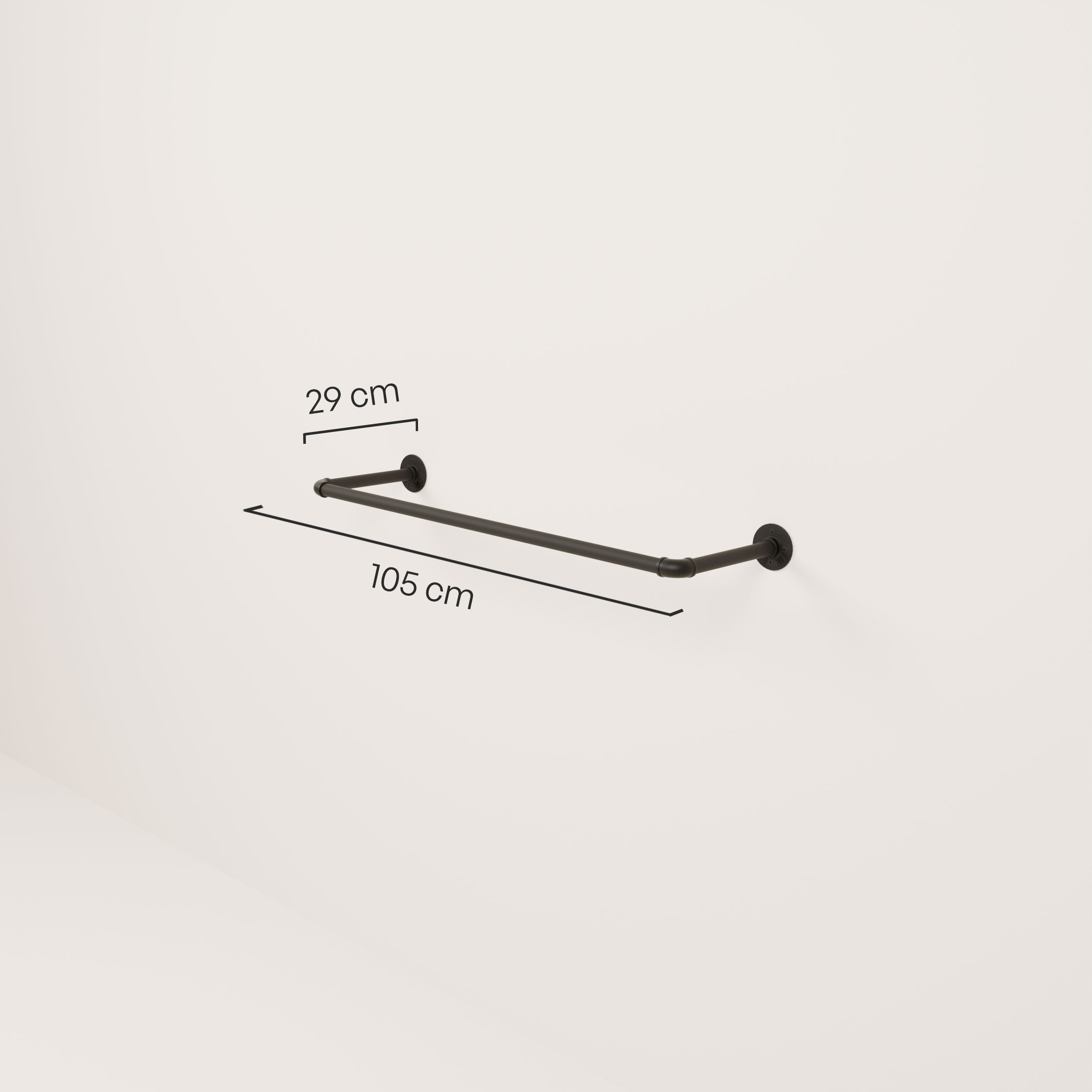 pamo. design Kleiderstange FINN Kleiderständer Garderobenstange für Jacken, Mäntel & Kleidung (Set, 1), schwarze Kleiderstange zur Wandmontage im industrial Design