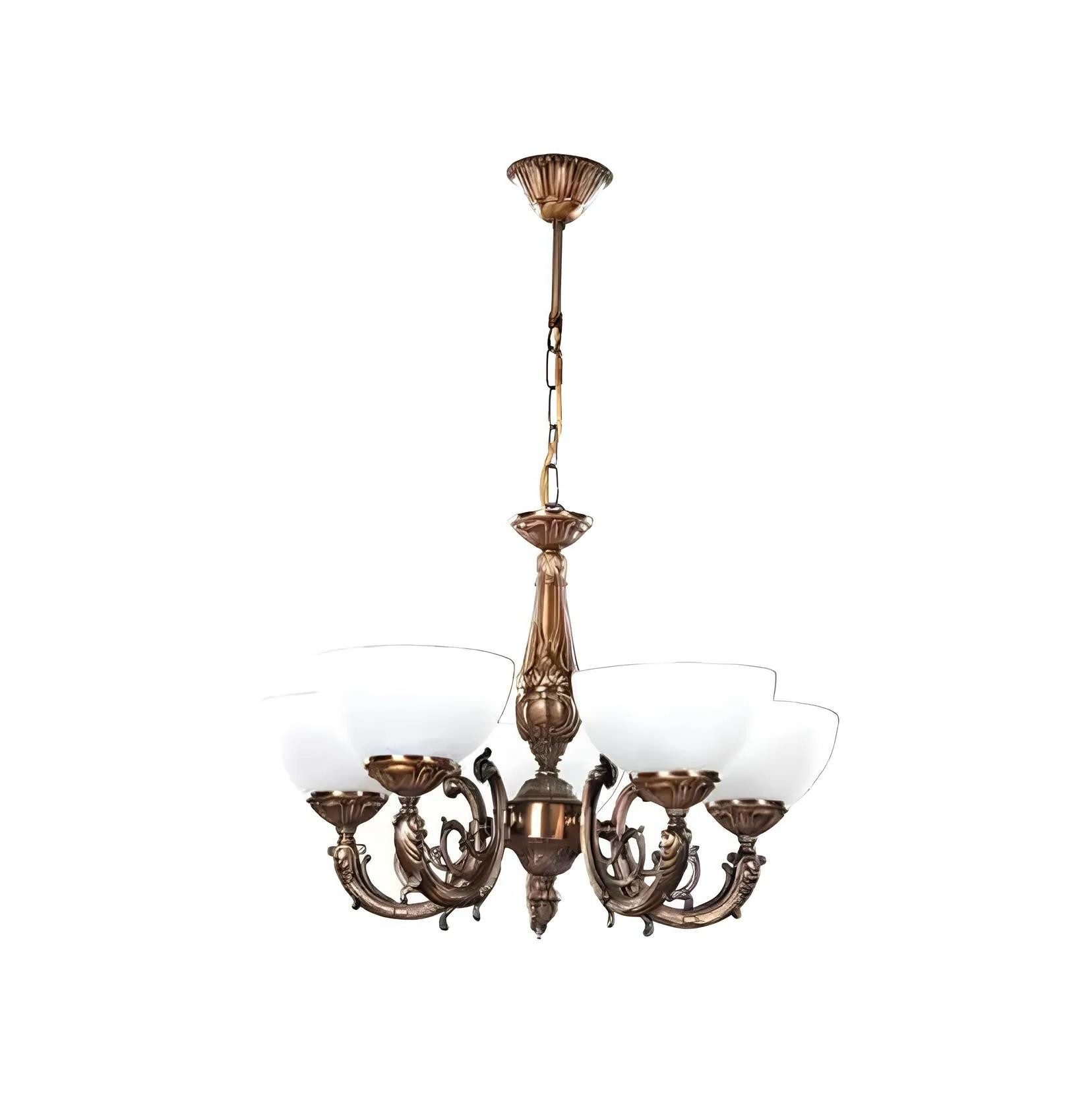 Xlmoebel Kronleuchter Vintage Deckenlampe aus Glas in Gold mit elegantem Design, Keine Funktionen, Hergestellt in Europa