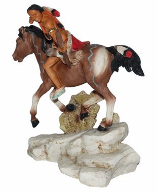 Castagna Dekofigur Native American Figur Hollow Horn Bear Bison Jäger auf Pferd H 20 cm
