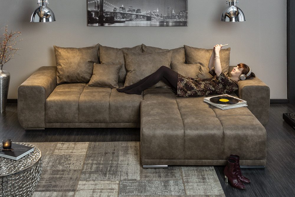riess-ambiente Big-Sofa ELEGANCIA 285cm taupe, Einzelartikel 1 Teile, XXL Couch · Microfaser · mit Federkern · inkl. Kissen · Design – Bild 5 von 5