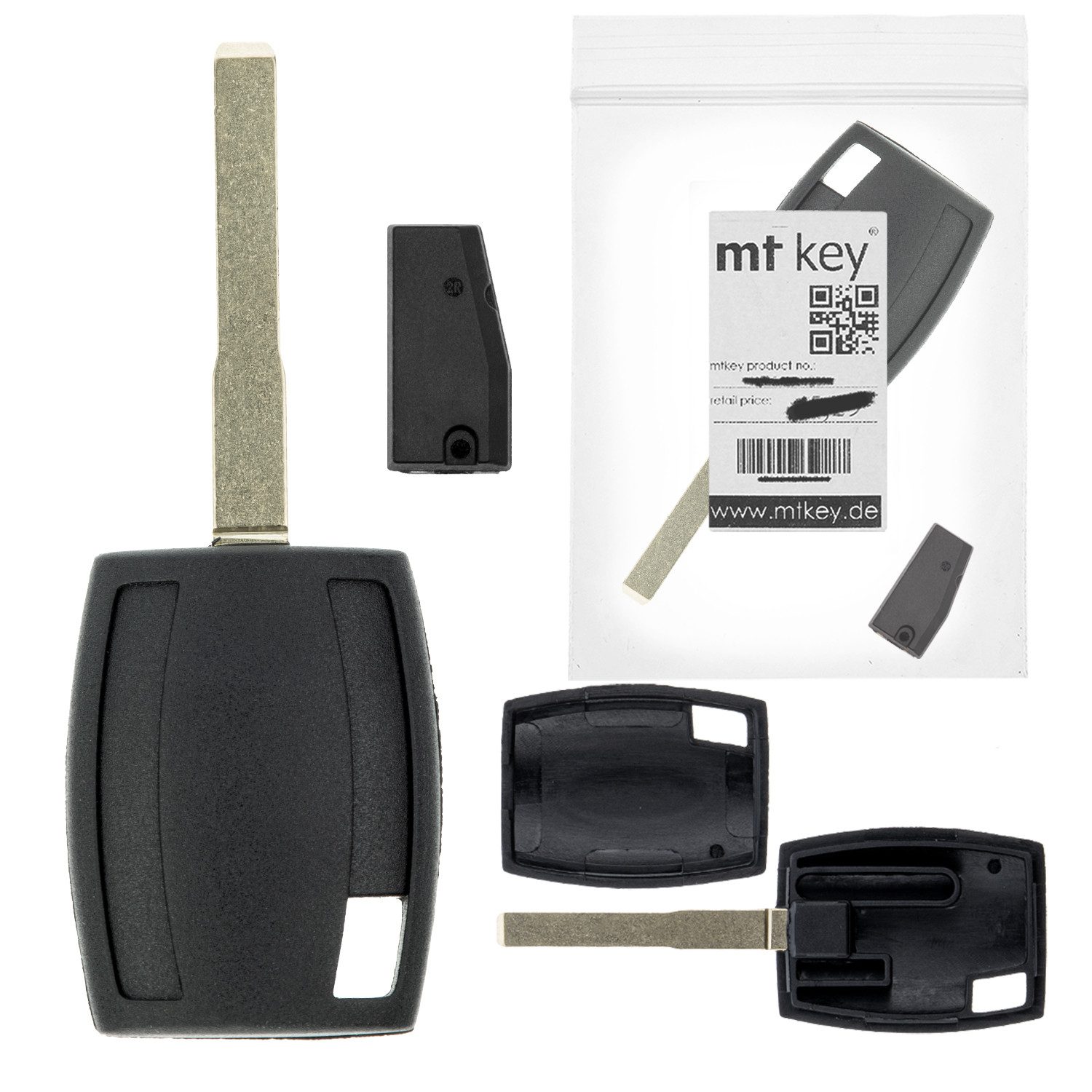 mt-key Schlüsseltasche Auto Zünd Schlüssel Rohling HU101 + ID46 Transponder (Set), für Jaguar Xf (07-14); Xk (07-14); Xk8 (07-14); Land Rover Discove...