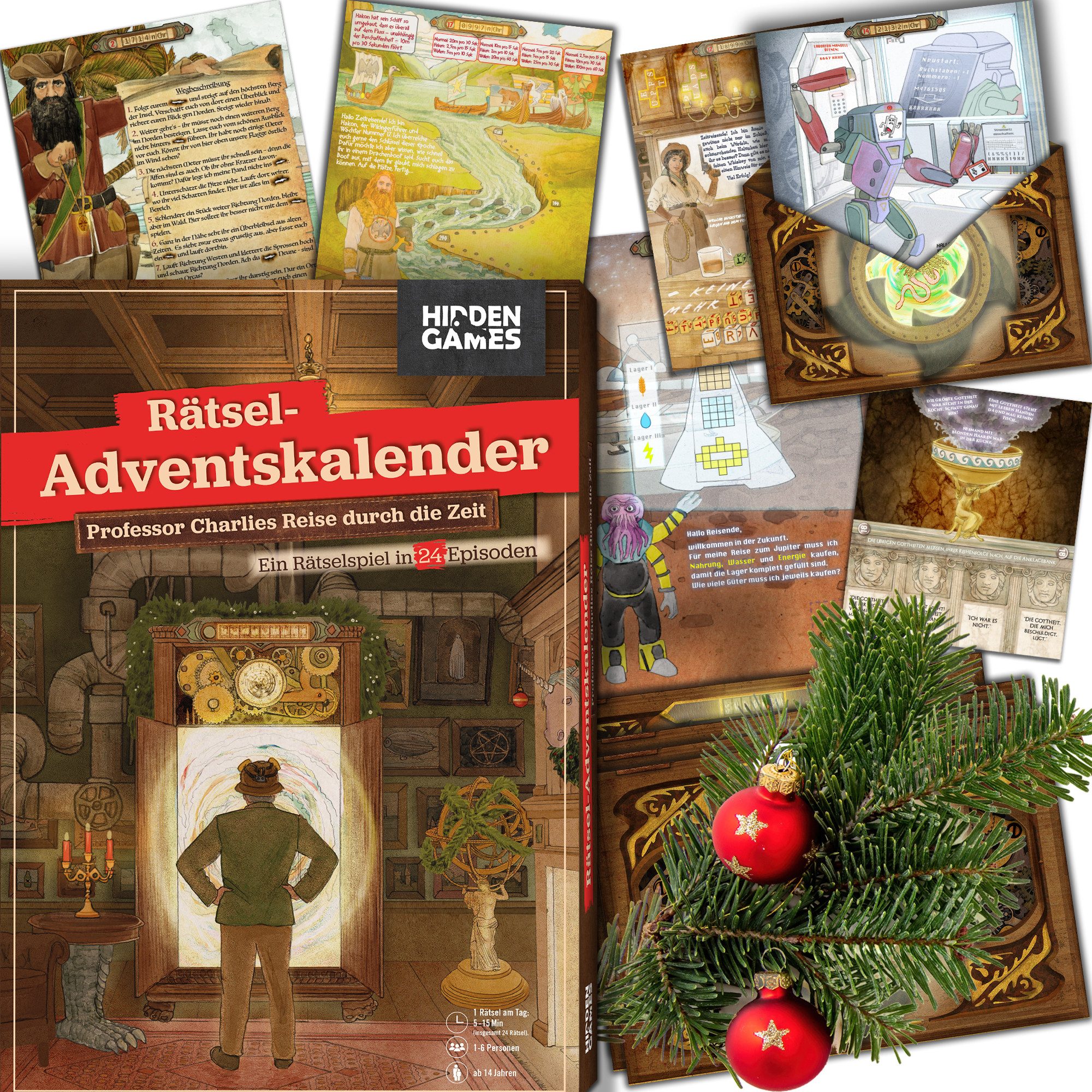 Hidden Games Adventskalender Adventskalender - Professor Charlies Reise durch die Zeit, Made in Germany