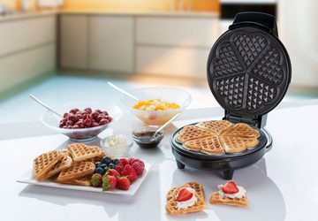 bestron Waffeleisen AWM700S, 700 W, klassische Herzwaffeln, Antihaftbeschichtung, inkl. Rezeptvorschläge