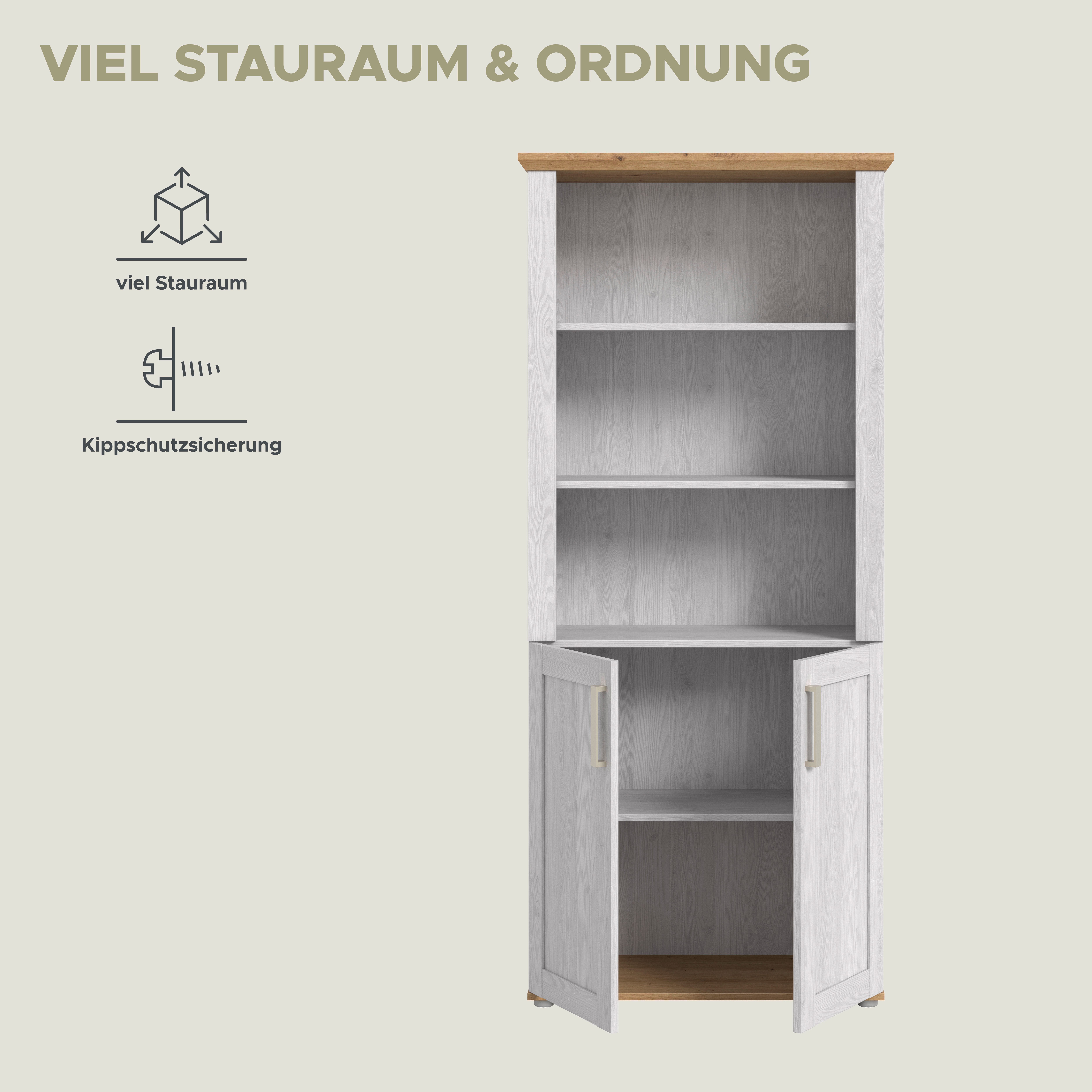 Home affaire Aktenschrank COSENZA, Höhe, 193 cm, 2 Türen, 5 Fächer, 4 Fachböden (in Landhausoptik, mit weiteren Artikel der Serie kombinierbar) Büroschrank, Reg – Bild 4 von 5