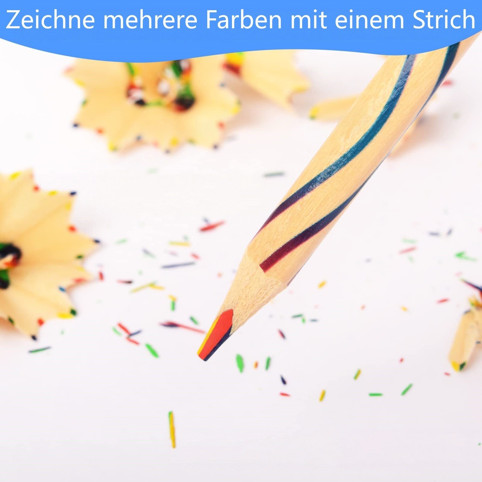 FOUORTUNATE-BEE Buntstift 12 Regenbogen Buntstifte 7-in-1 Farbstifte für Schule und Malspaß, (12-tlg), Geschenk für Kinder Geburtstag Schule Party Mitgebsel Kreativset