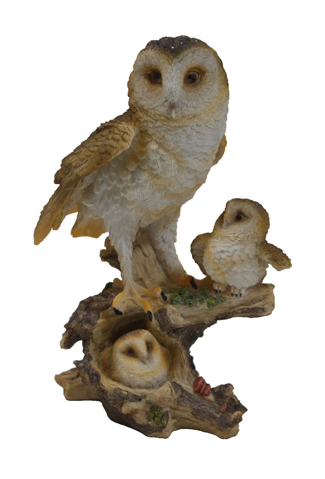 Tierfigur Deko Eule Schleiereule Vogel Paar Baby Kind Garten Figur Skulptur Uhu