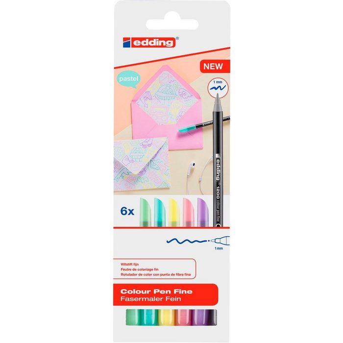 edding Faserstift 1200 Colour Pen Fine Pastell 6er-Set