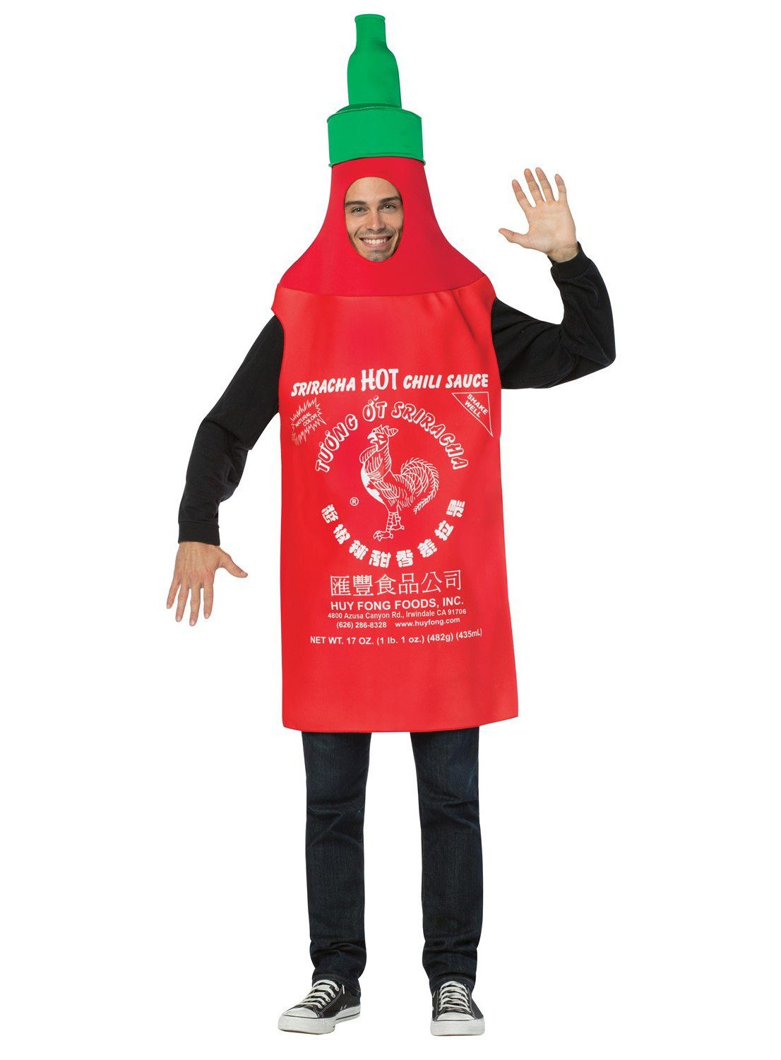 Imposta Costumes Lebensmittel-Kostüm Sriracha Chili Sauce Kostüm, Damit siehst Du hot aus: witziges Kostüm der scharfen Asia-Soße