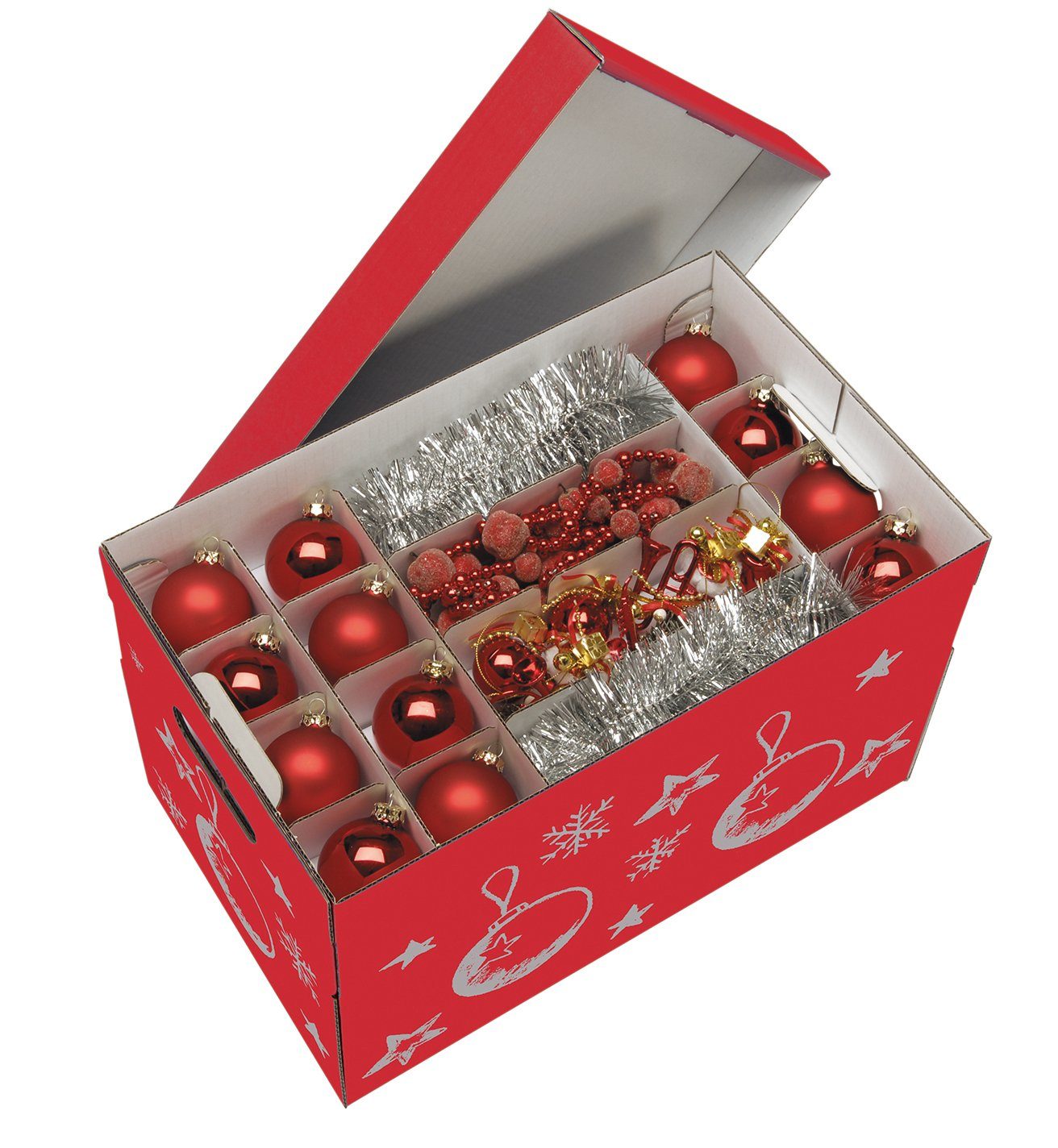NIPS Aufbewahrungsbox CHRISTMAS mit variabler Innenaufteilung auf 3 Ebenen (1 St), für Christbaumkugeln, Weihnachtsschmuck, Weihnachtsdeko, Wellkarton