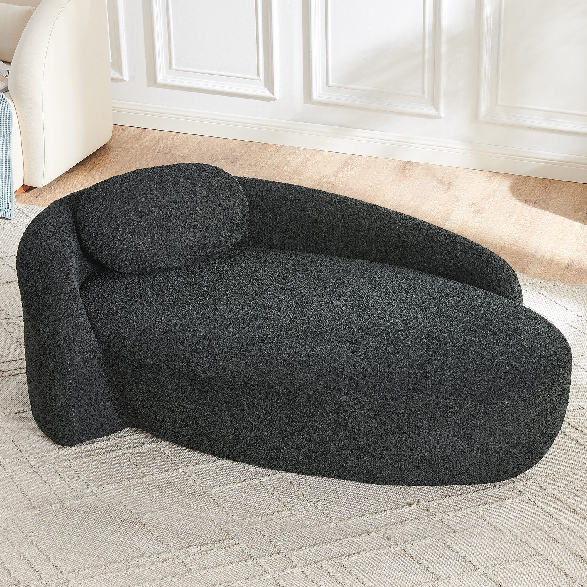 Celya Sofa Minimalistisches Teddyfleece-Sofa mit abgerundetem Design, weich gepolsterte Couch mit Kissen