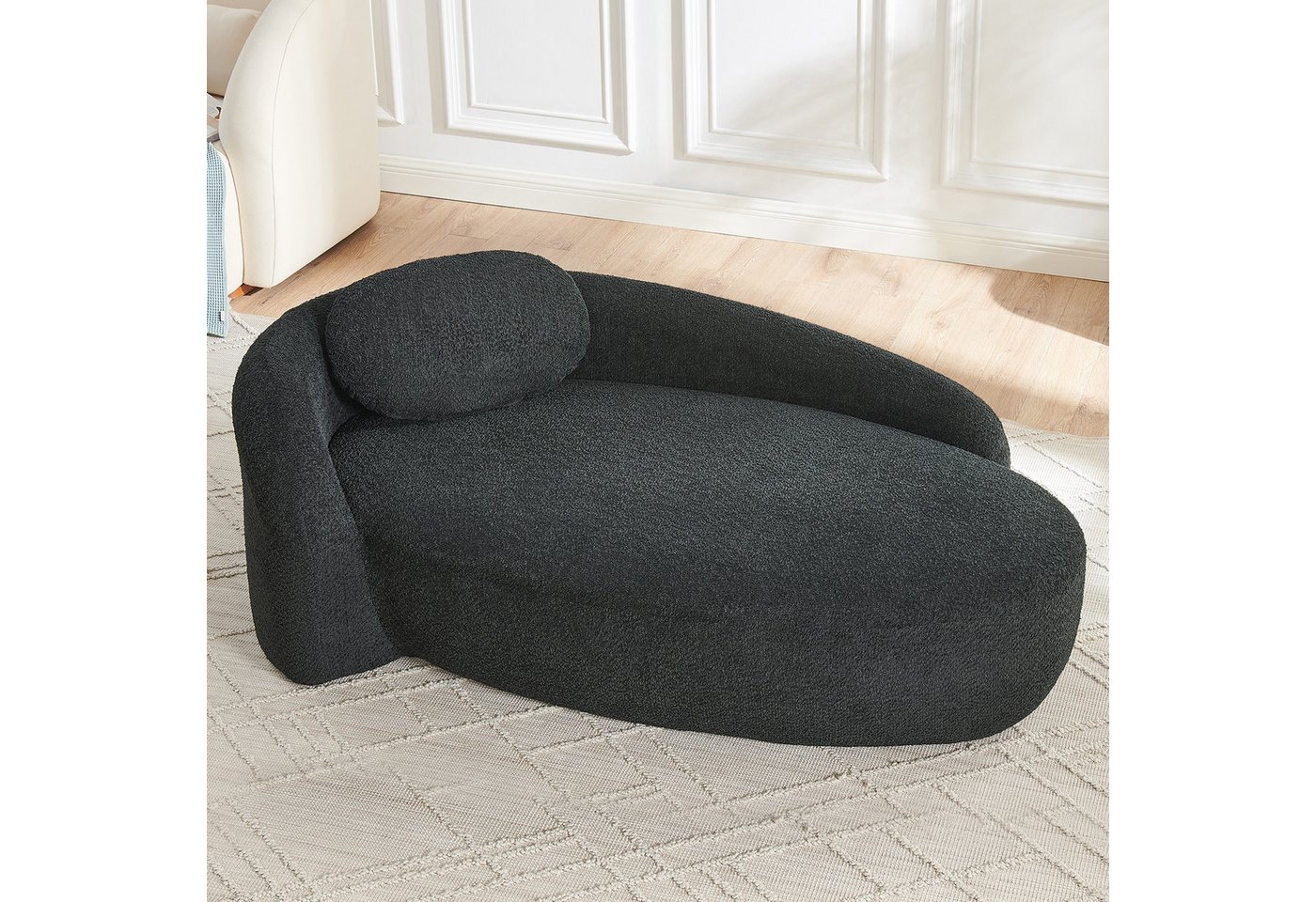 Celya Sofa Minimalistisches Teddyfleece-Sofa mit abgerundetem Design, weich gepolsterte Couch mit Kissen