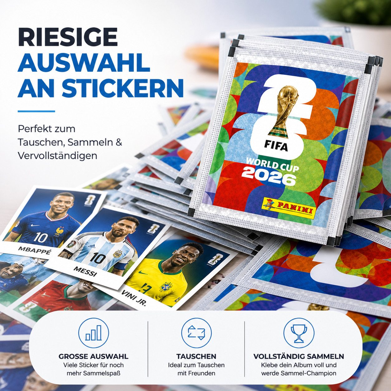 Athlejoy Sticker Fußball WM 2026 Sammelsticker Set - inkl. Spielplan, Panini Sticker
