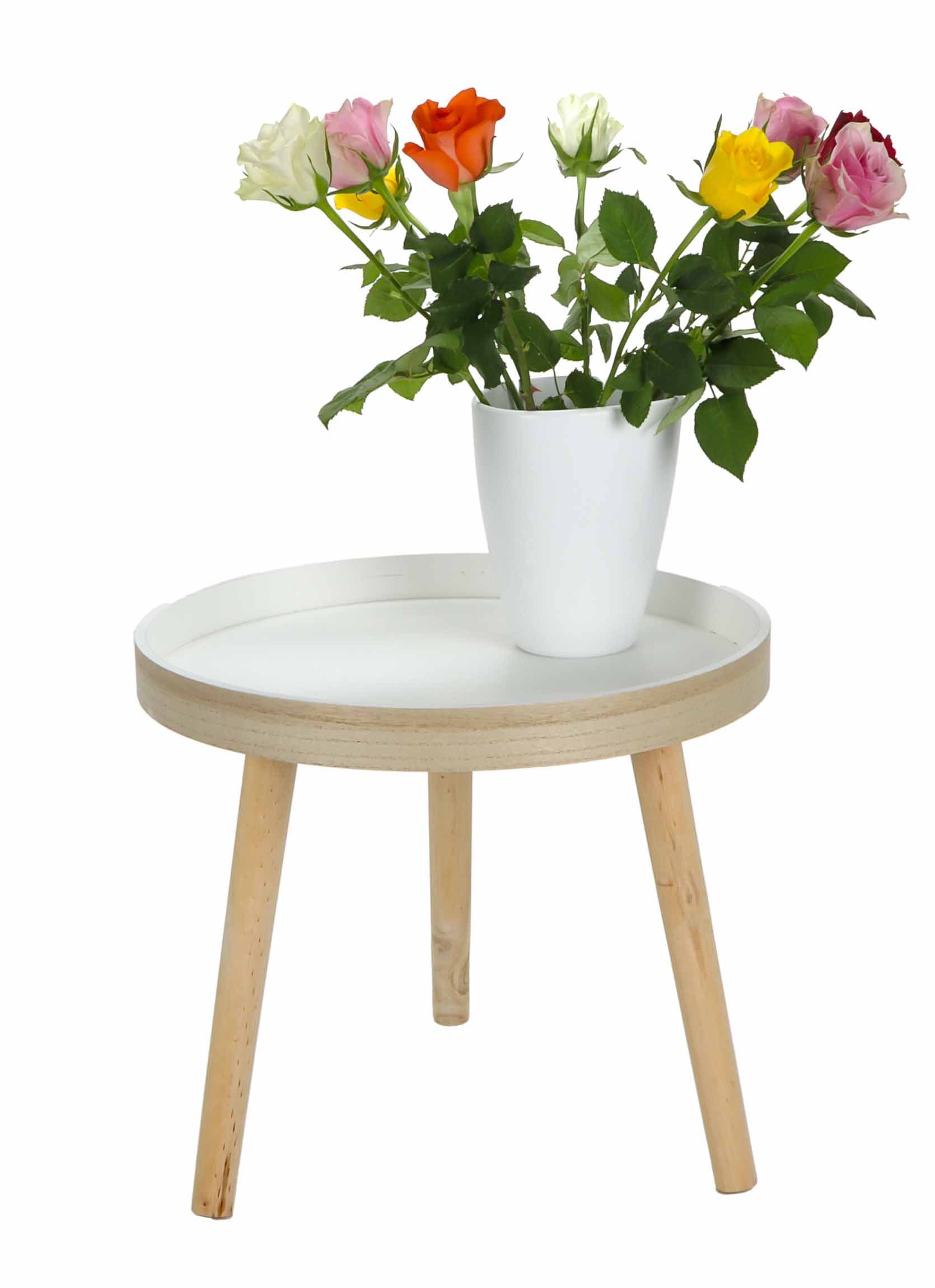 Bubble-Store Beistelltisch Weißer Couchtisch (1-St., Tisch Ø 40 cm), Beistelltisch rund – Bild 4 von 4