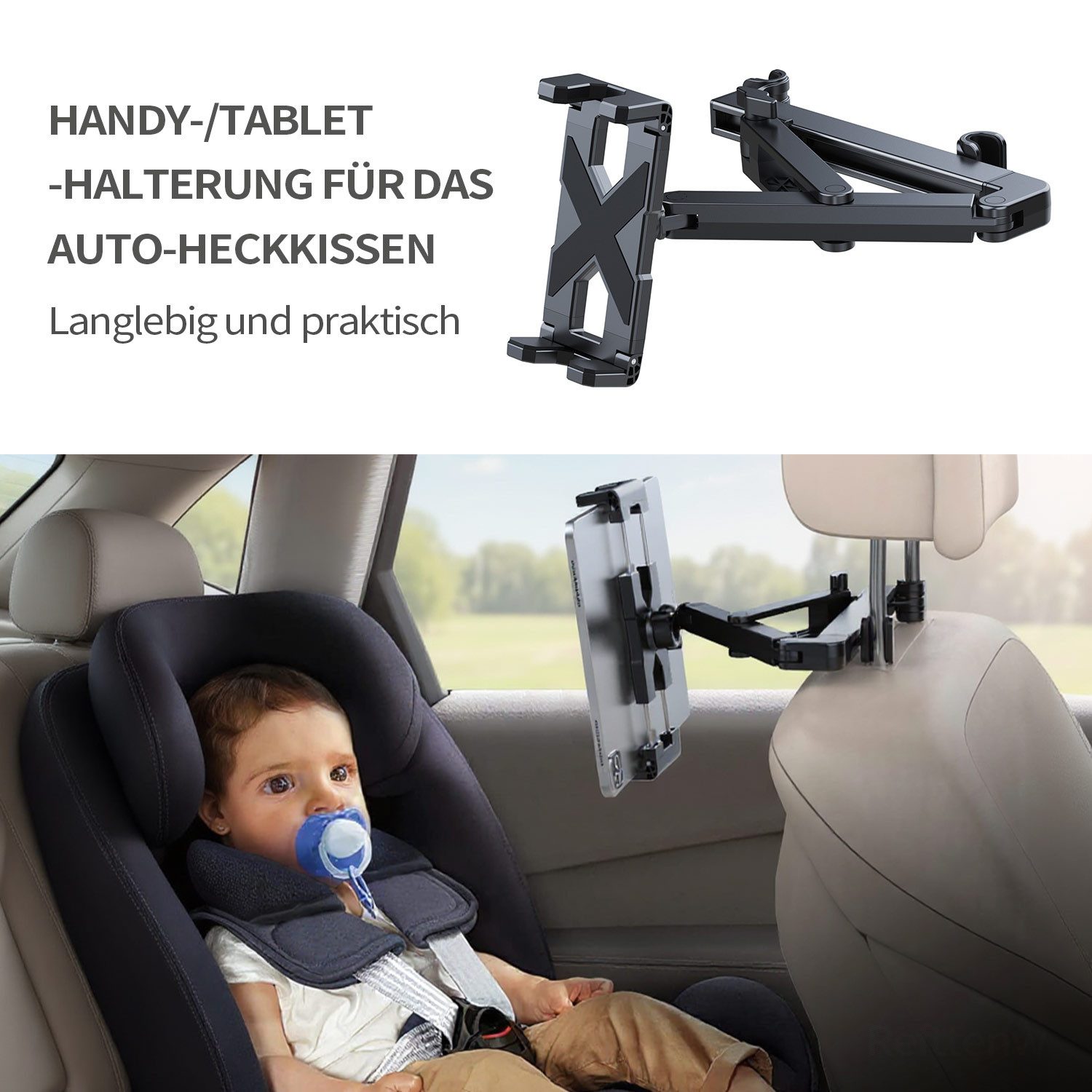 Refttenw Tablet-Halterung stabile KFZ-Kopfstützen Halterung Ausziehbare Handy Halterung Auto, (bis 13 Zoll)