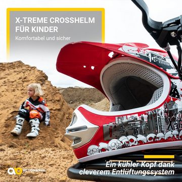 Actionbikes Motors Motocrosshelm Crosshelm X-treme - 6 Größen - weiß (Cross Helme - Sturzhelm - Schutzhelm - Helm für Motorrad Kinderquad und Crossbike, 1-tlg., 49-60 cm Kopfumfang - Kinnriemen - Innenpolster), Kinderhelm Schutzhelm Kopfschutz Mountainbike Fahrrad Helm