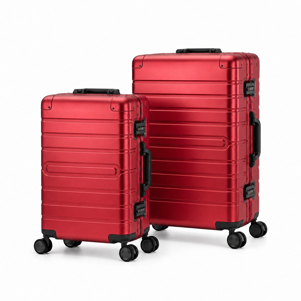 Travelhouse Kofferset 100% Aluminium OSLO - verschiedene Farben, 4 Rollen, (2 tlg., S+M), mit stabilem Aluminium Gehäuse und verstärkten Ecken