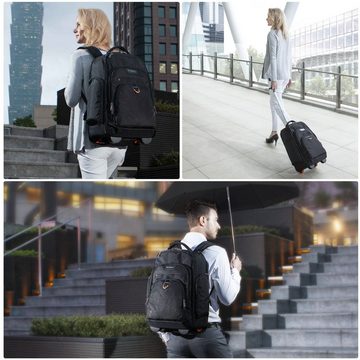 Everki Laptoprucksack Atlas EKP122 Notebook Rucksack (13 - 17,3 Zoll Laptopfach, 30 l), mit Rollen und Griff / Ergonomische Schultergurte / Schwarz