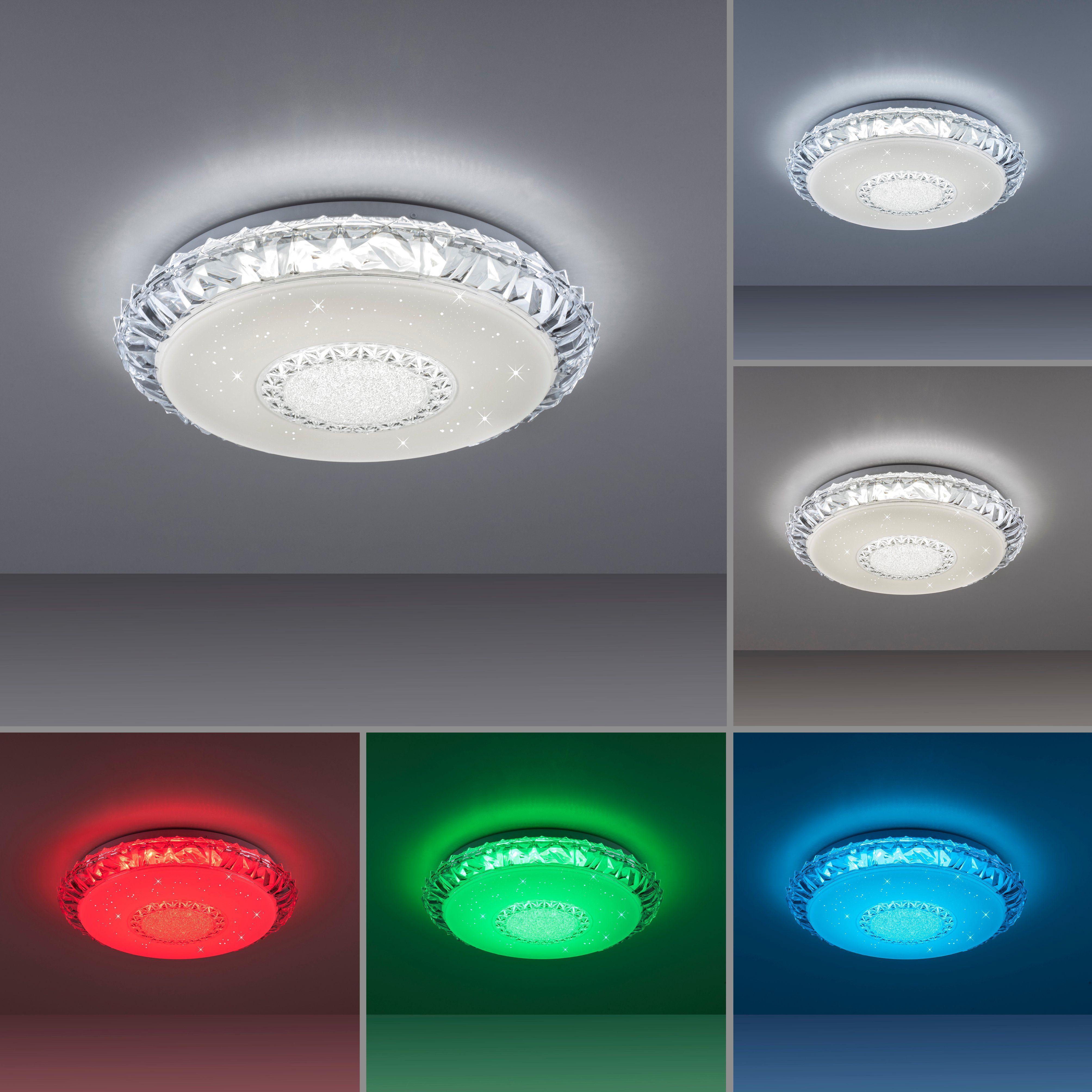 Leuchten Direkt Deckenleuchte LUCCA, LED Infrarot CCT inkl., Fernbedienung, - white, tunable integriert, - fest dimmbar warmweiß RGB, kaltweiß