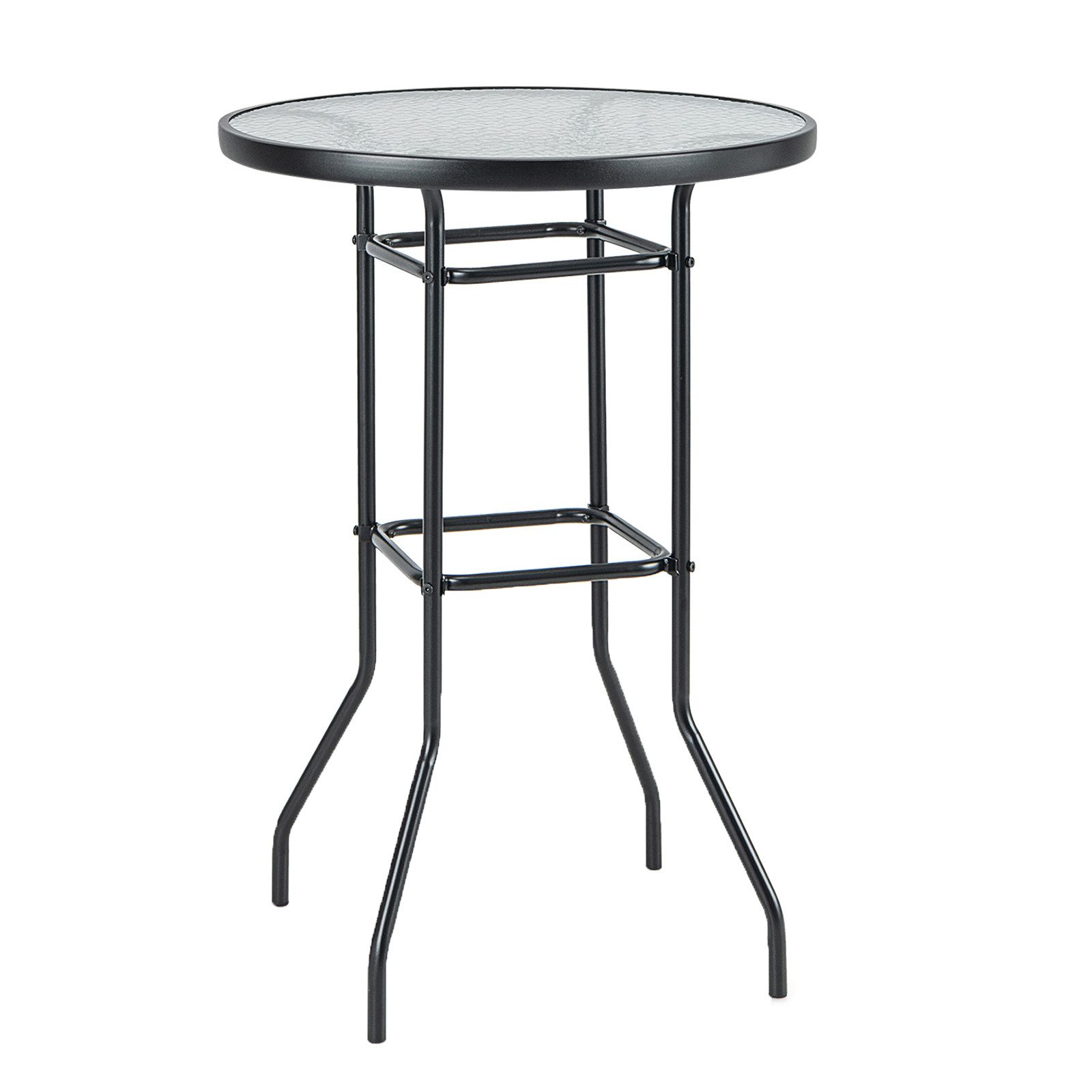 COSTWAY Gartentisch, runder Stehtisch aus Glas
