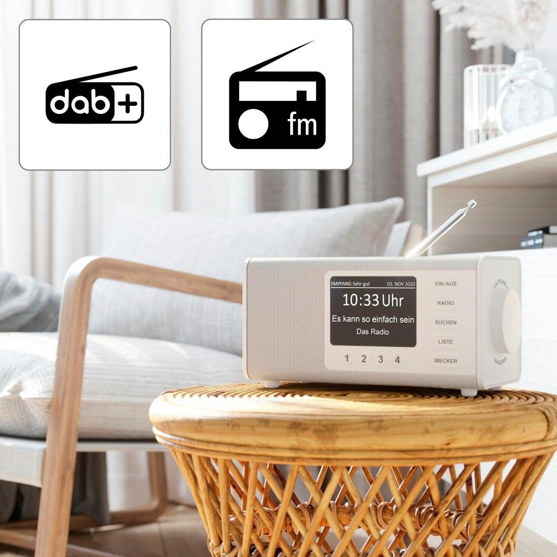 Hama Digitalradio FM-Tuner, Internetradio W) Digitalradio 5 (DAB), FM/DAB/DAB+, (Digitalradio (DAB) "DR1000DE", weiß