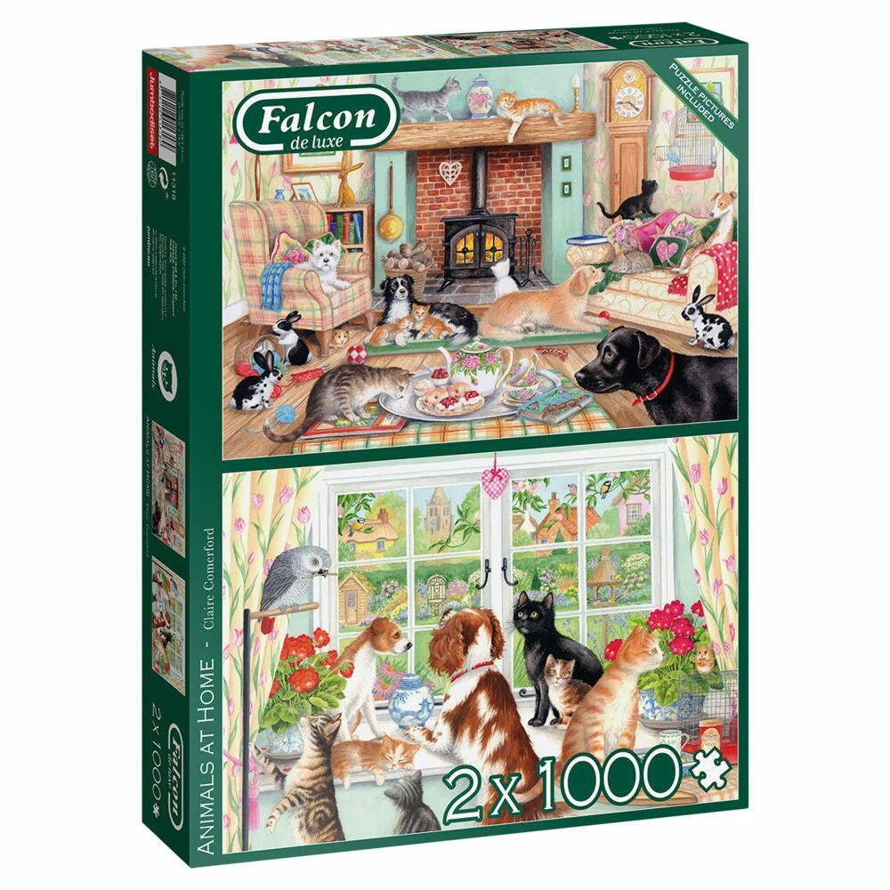 Jumbo Spiele Puzzle Falcon Animals at Home 2 x 1000 Teile, 1000 Puzzleteile