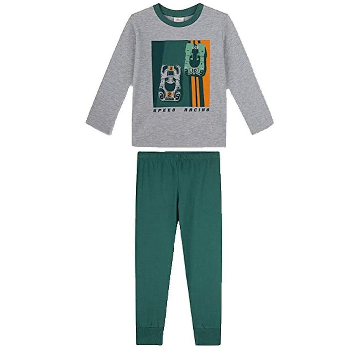 s.Oliver Junior Pyjama s.Oliver Jungen Schlafanzug Pyjama lang Speed racing grau grün (2 tlg)