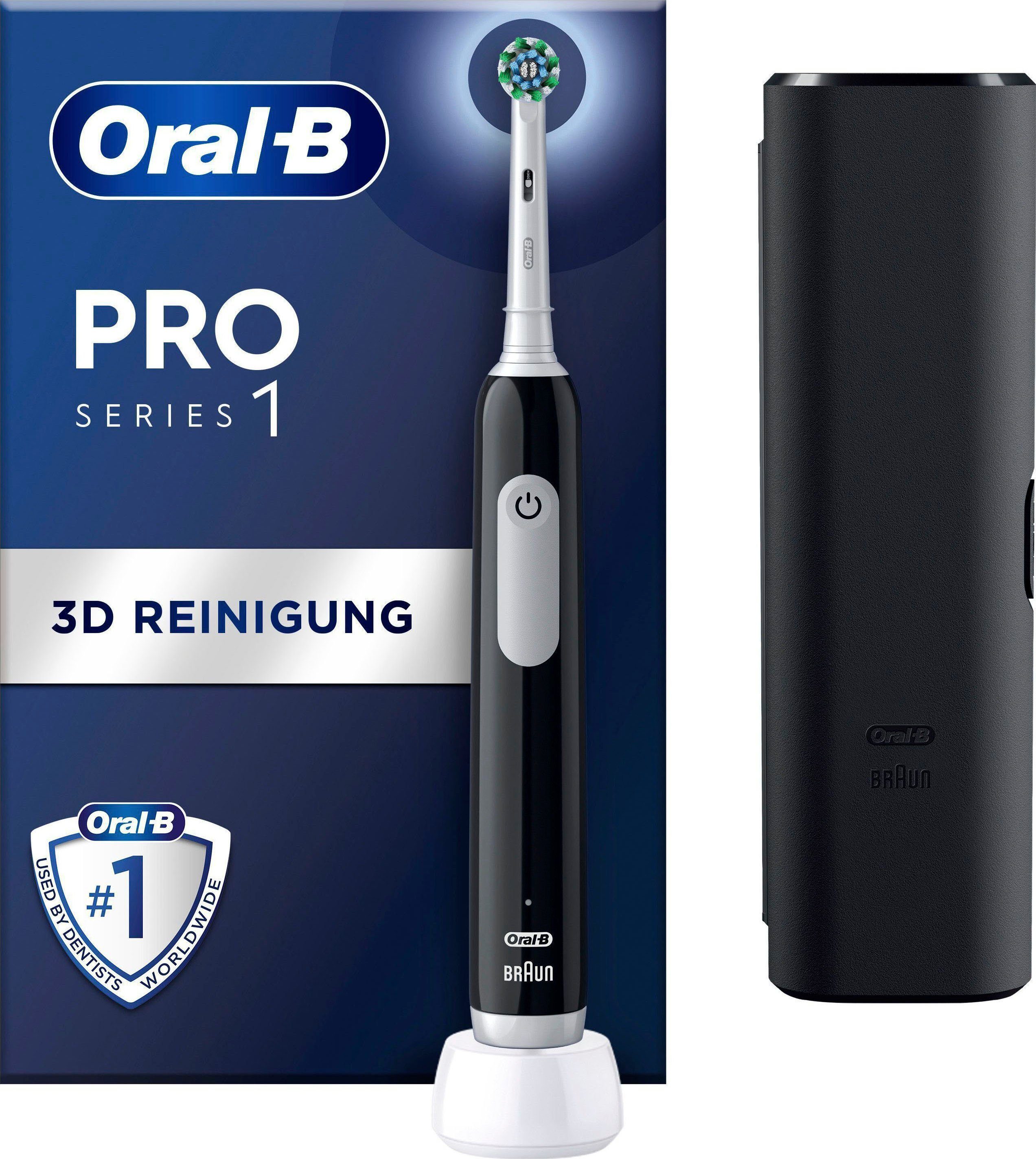 Oral-B Elektrische Zahnbürste PRO Series 1, Aufsteckbürsten: 1 St., Drucksensor