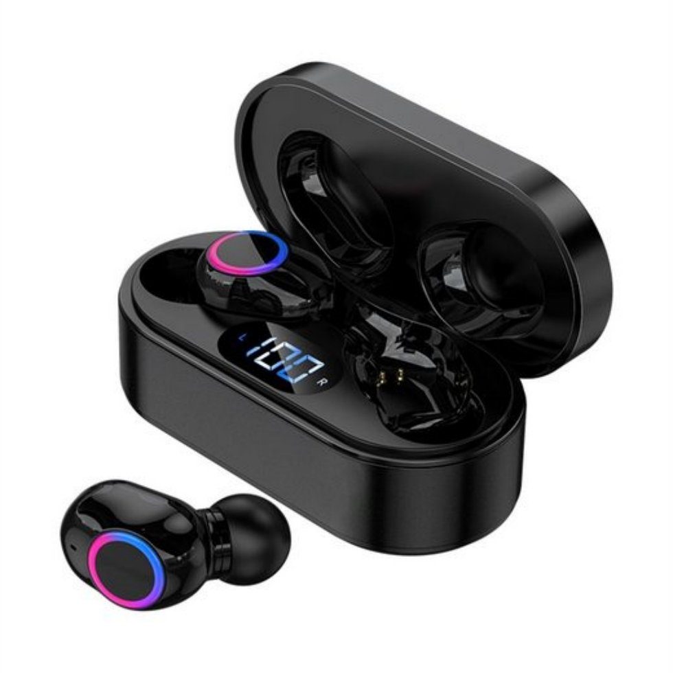 Bluetooth, Schwarz In-Ear-Kopfhörer, Earbuds Bluetooth HiFi Bluetooth-Kopfhörer Kopfhörer 5.2 wireless Wireless Ohrhörer Bluetooth, (High-Fidelity-Sound, Headset Wasserdicht Stereo Ohrhörer) OKWISH Siri,