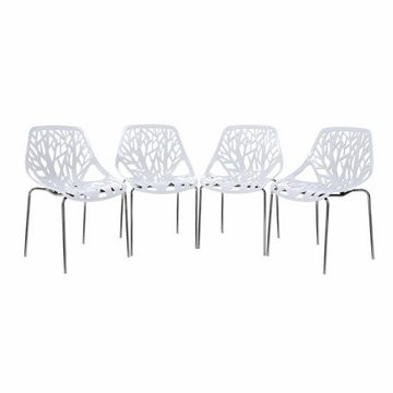 Makika Esszimmerstuhl Retro Stuhl Design-Stuhl - CALUNA 4er Set in Weiß