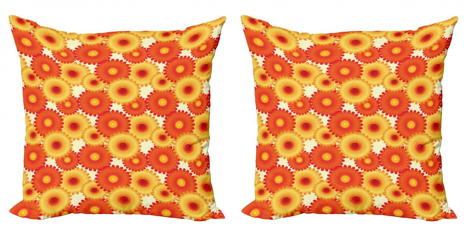 Kissenbezüge Modern Accent Doppelseitiger Digitaldruck, Abakuhaus (2 Stück), Orange Gerbera Blütenblätter Grafik