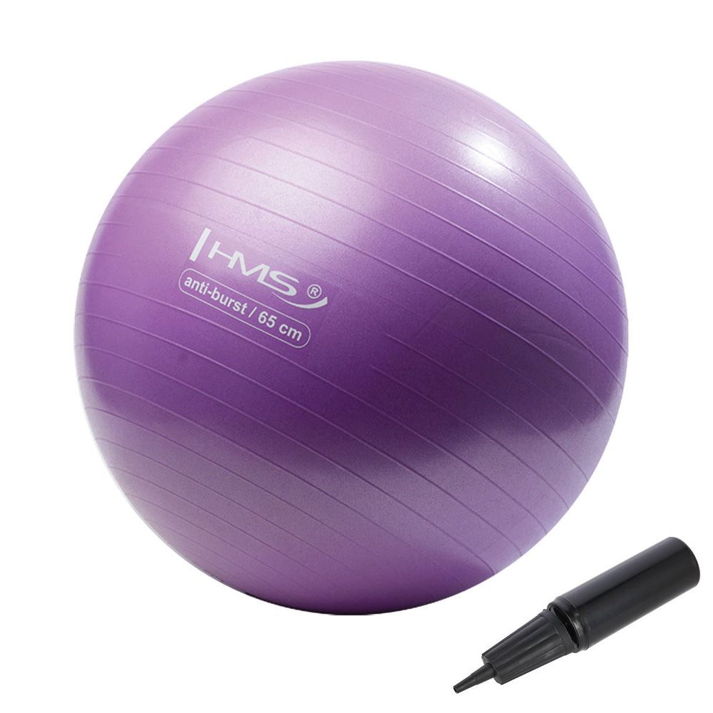 HMS Gymnastikball Fitnessball Sitzball Pilatesball (Spar-Set, 1-St., Ø 65 cm rutschfest), Anti-Burst, Kunststoff, rutschfest, bis 100 kg, Pumpe