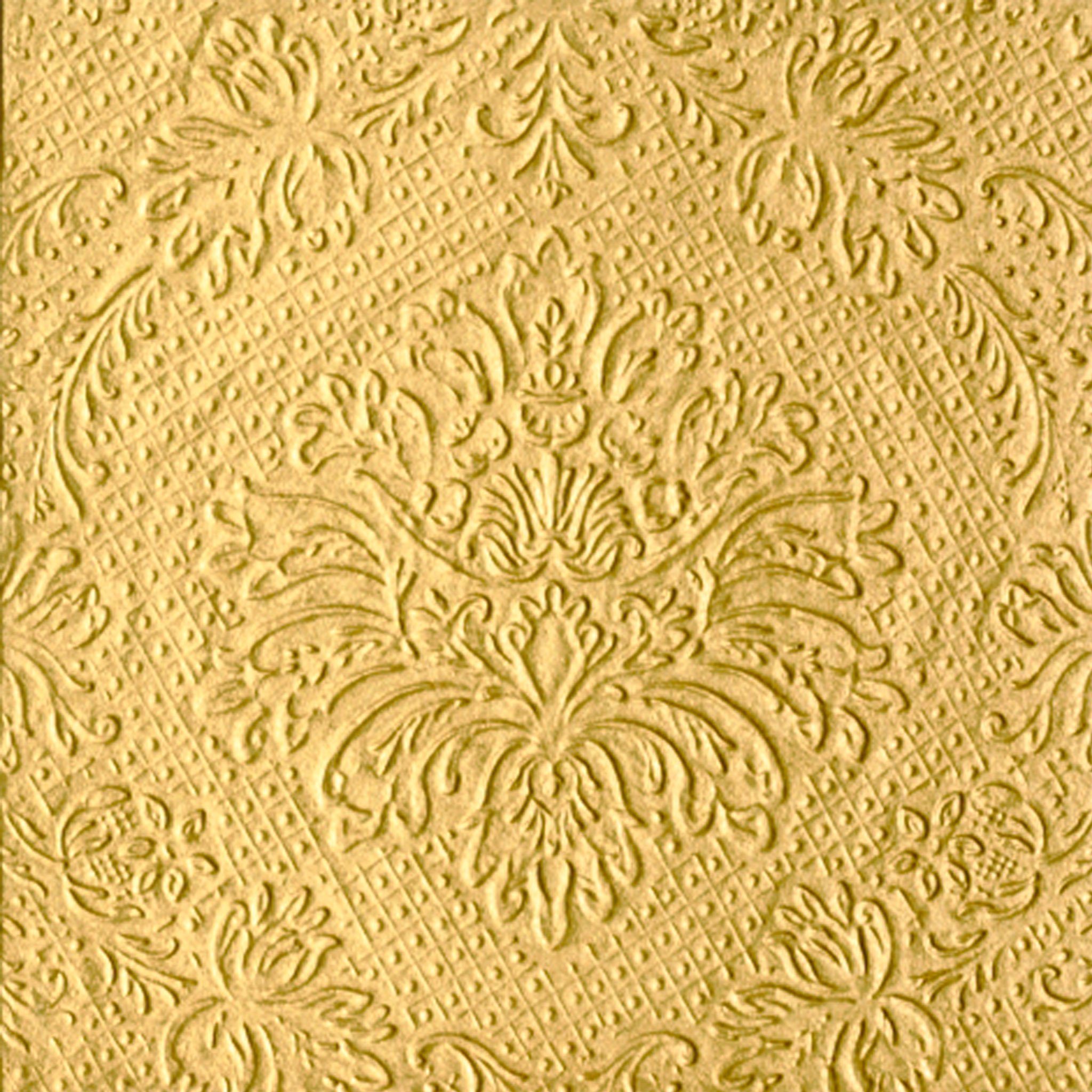 ti-flair Papierserviette, Servietten Papier 33x33cm mit Ornamenten geprägt 20 Stück Gold
