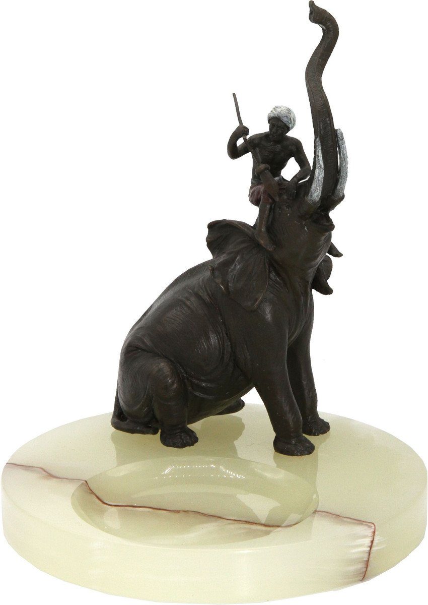 Casa Padrino Aschenbecher Luxus Jugendstil Marmor Ablage mit Bronze Elefant - Luxus Deko
