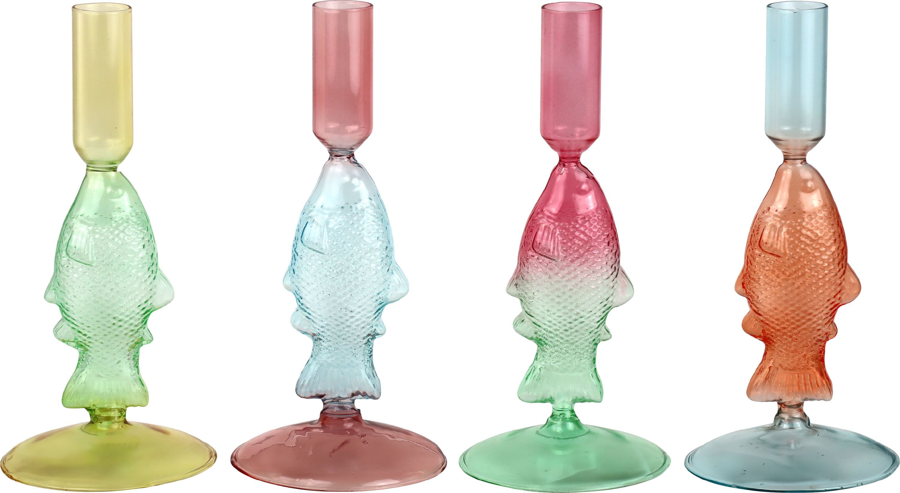 FURNARO Kerzenhalter (4-tlg. Leuchterset), Ombre-Farbverlauf aus gefärbtem Glas