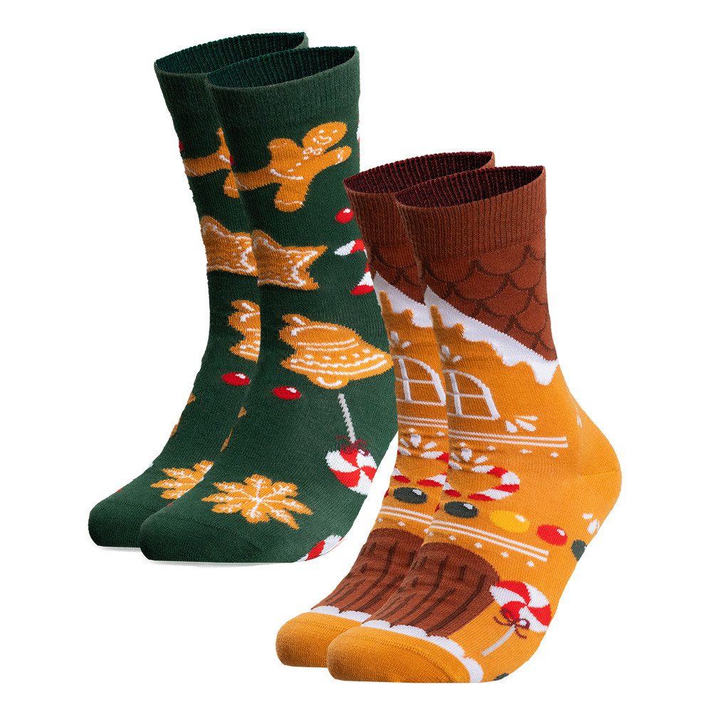 OCCULTO Basicsocken Damen & Herren Weihnachts Socken 2er Pack (Modell: Santa) (2-Paar)