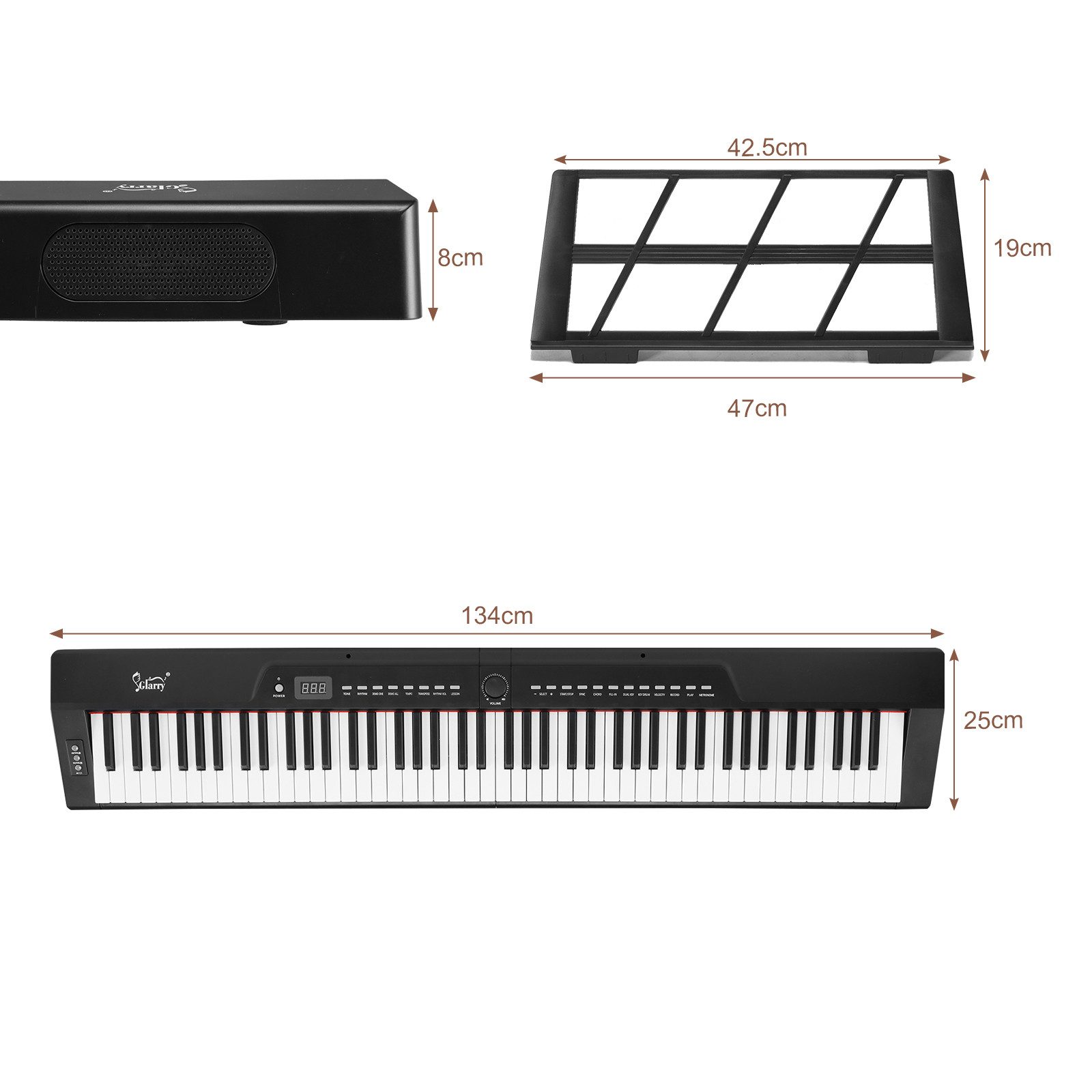 LALAHO Digitalpiano E Piano 88 Tasten, Keyboard für Kinder und Erwachsene, Dual-Bluetooth, mit/ohne Ständer, für Kinder und Erwachsene – Bild 4 von 5