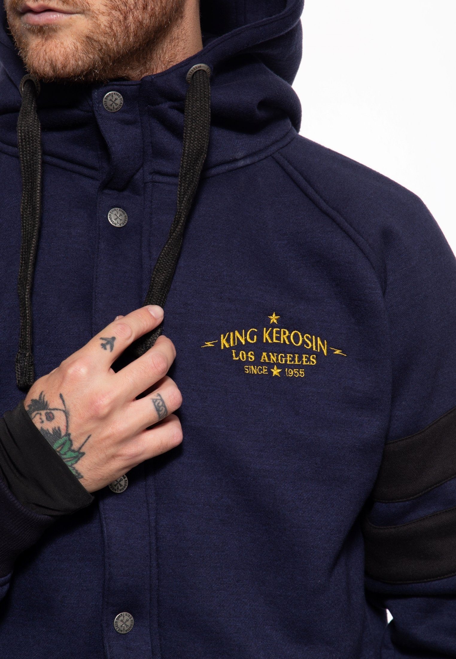 KingKerosin Kapuzensweatjacke Race Team Stickerei mit hochwertiger