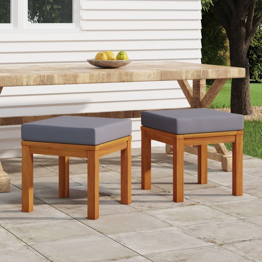 vidaXL Hocker Gartenhocker mit Kissen 2 Stk. 40x40x34 cm Massivholz (2 St)
