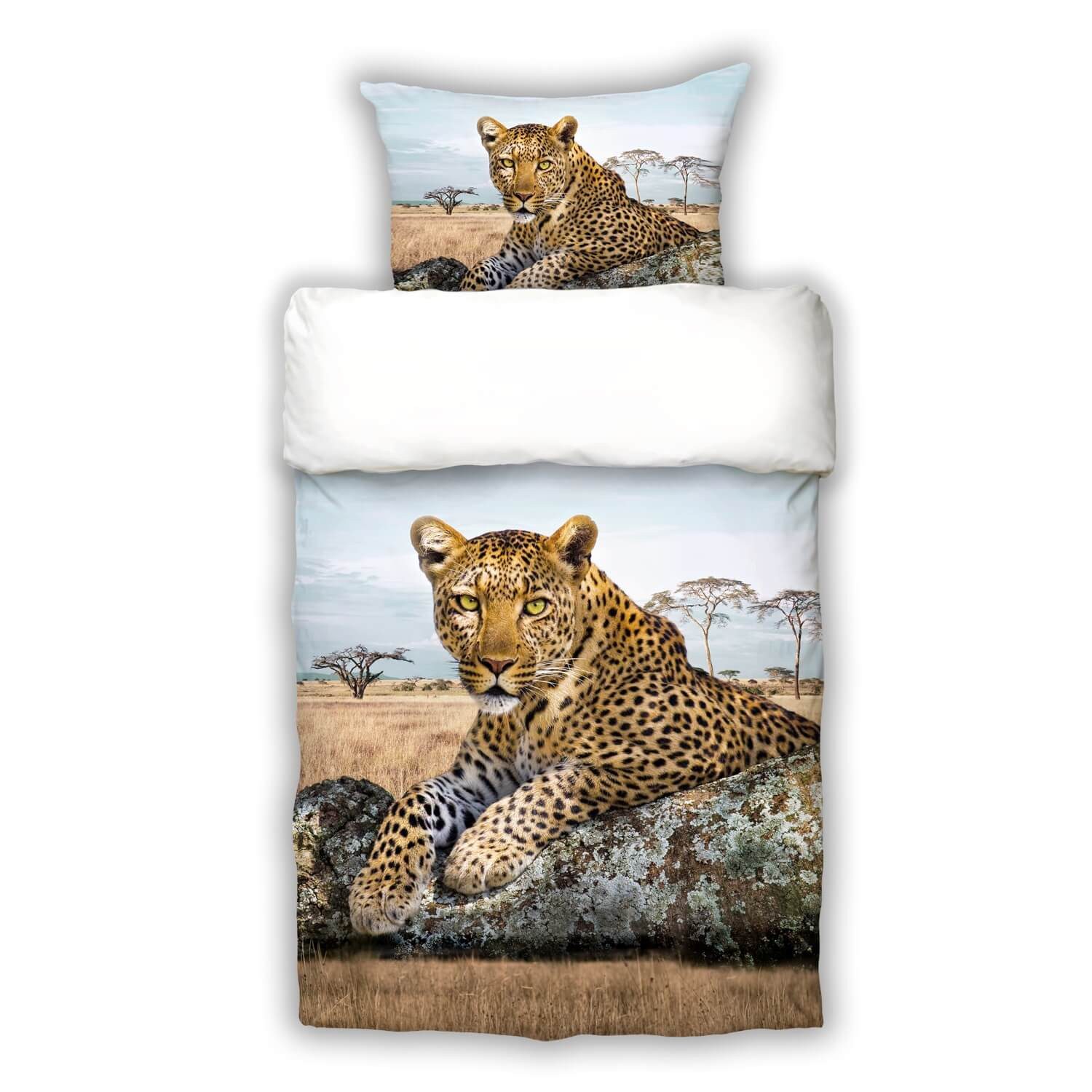 ESPiCO Kinderbettwäsche Leopard, Renforcé, 2 teilig, Leopard, Tiermotiv, Raubkatze
