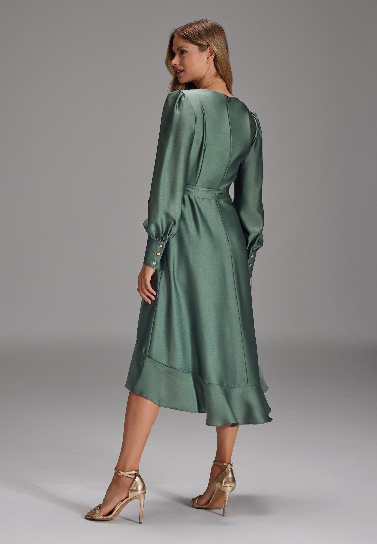 SWING Cocktailkleid - Vokuhila-Kleid mit blusigen Ärmeln Taillierter Schnitt mit ausgestelltem Rockteil