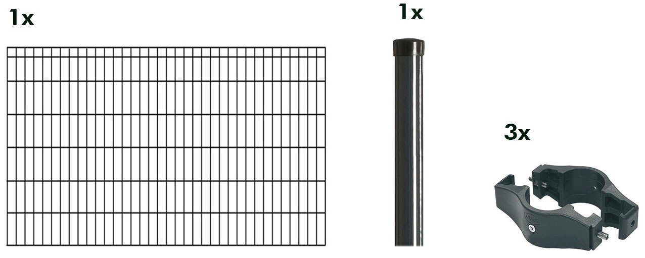 KRAUS Einstabmattenzaun DinoTrendZ42, anthrazit, 120 cm hoch, 2 m